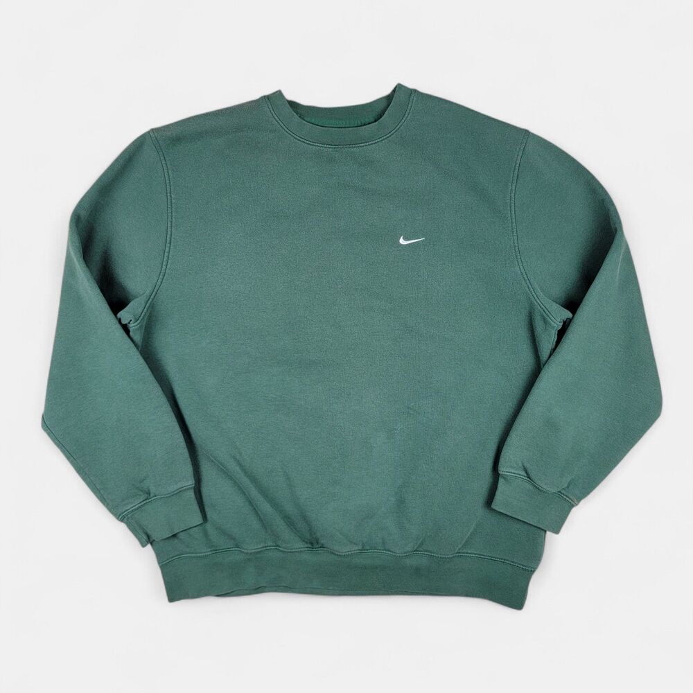Vintage Nike Sweatshirt Men's XL Green Crewneck Pullover Swoosh Logo Y2K 00's